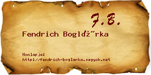 Fendrich Boglárka névjegykártya