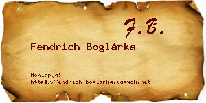 Fendrich Boglárka névjegykártya